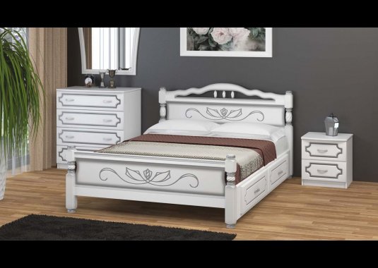 Кровать массив Карина 5 с ящиками 1400*2000 - фото