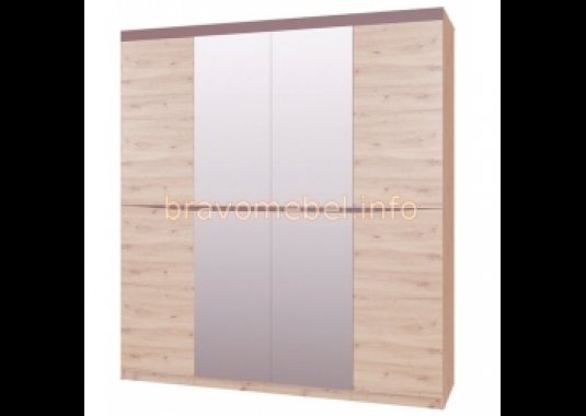 Спальный гарнитур Тиана шкаф 4 створчатый с зеркалом - фото