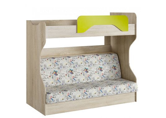 Детская " Акварель" НМ 037.43 М 1 кровать двухъярусная с диваном - фото