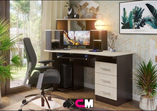 Компьютерный стол № 2 цвет Венге Стенд Мебель - фото