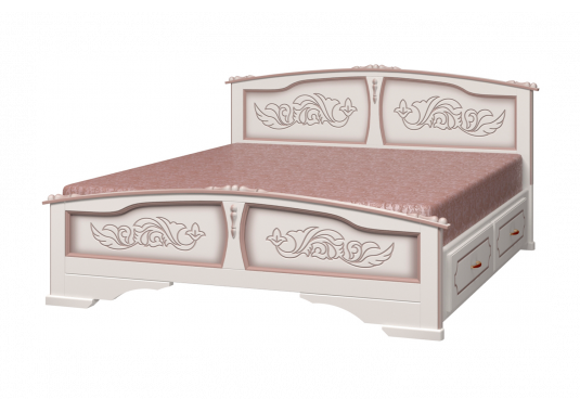 Кровать массив Елена с ящиками 1400*2000 - фото