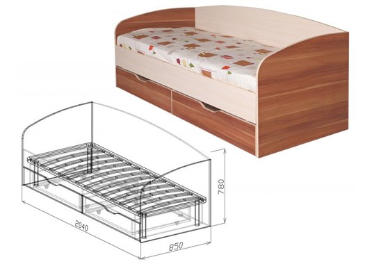 Подростковая "Евро"-кровать №16 с ящиками - фото