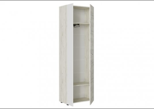 Прихожая Сафари Матовый Белый Софт шкаф с выдвижной штангой ШК 001 - фото